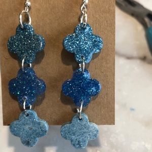 Handmade glitter resin dangle earrings